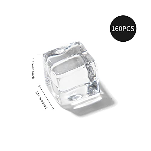 PYD Life 160 piezas cubos de hielo falso acrílico 0.6 pulg miniatura 2