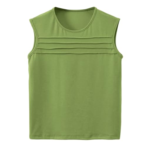 Girls Boys Basic Solid Color Vest Summer Loose Ruffle Front Causal Tank Top Sleeveless Crewneck Pleated Tops