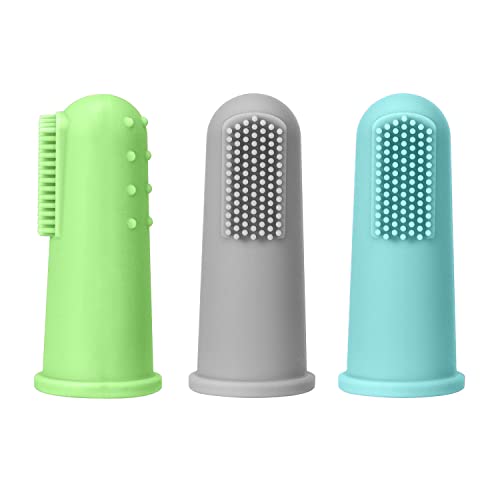 Image of Silicone Finger Toothbrush for Toddlers and Baby Teething Finger Massager - Safe and Gentle Infant and Toddler Finger Brush for Trouble-Free Teething and Early Oral Hygiene Training - 3 Pack - Boys