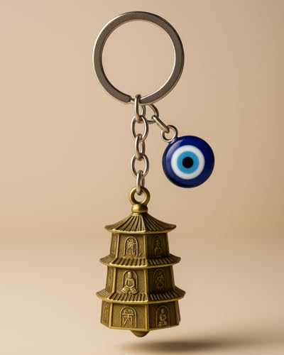 Image of Tiny Tim Guardian Bell with Evil Eye Charm - Protective Motorcycle & Car Accessory - Tibetan-Inspired Design - Wards Off Negative Energy - Ideal Gift for Bikers & Travelers