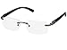 Elite Slim Rimless Rectangular Metal & Wood Art Aviator Sunglasses (Silver Clear)