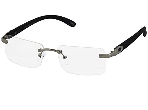 FLAWLESS EYEWEAR Elite Slim Rimless Rectangular Metal & Wood Art Sunglasses4