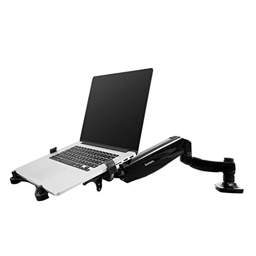 2 in 1 FLEXIMOUNTS L01 Laptop Desk Mount for 11-17.3 inch Laptop with Notebook Tray or 10-27 inch Computer Monitor with Swivel Gas Spring arm,with Clamp or Grommet Desktop Support