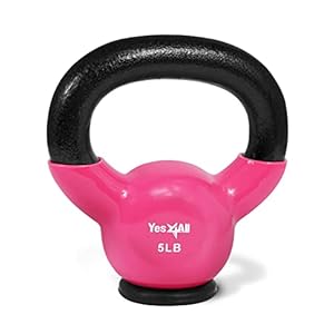 Yes4All 2-20kg Vinyl Coated Cast Iron Kettlebell with Protective Rubber Base, Kettle Bell Weights Set, Multicolor Kettlebells for Home Gym Fitness
