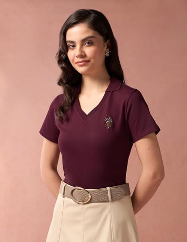 Image of U.S. Polo ASSN. Women's Cotton Regular Fit Solid Polo Shirt