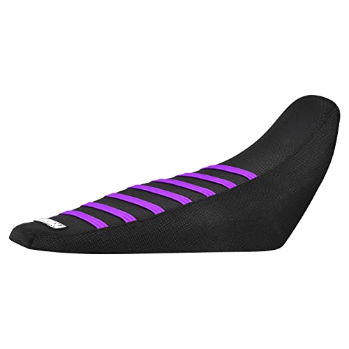 Enjoy Mfg Ribbed Seat Cover - Compatible Fit for Honda Navi Pocket Bike #363 (Black w/Purple Ribs)