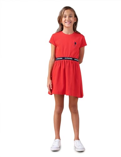Image of U.S. Polo Assn. Kids Regular fit Cotton Short Sleeves Round Neck Dresses