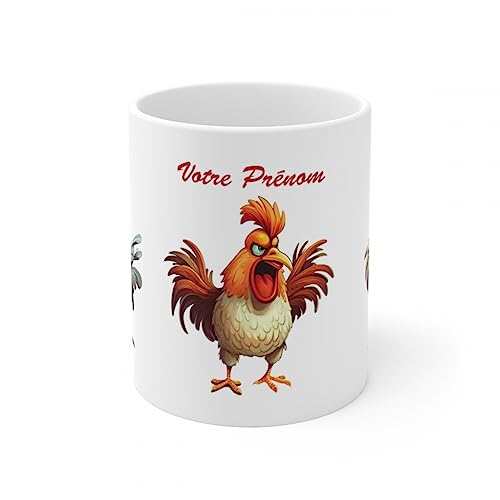 Jm-Déco Mug personnalisé Poules marrantes avec prénom ou Petit Texte - Idée Cadeau - Mug pour Enfant Bébé et Adulte