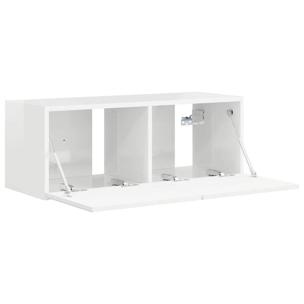 vidaXL Meuble TV Mural Blanc Brillant 78,5 x 31 x 29,5 cm, Salon, Meuble TV Moderne, Solution de Rangement Fonctionnelle, étagère Murale, Design Chic
