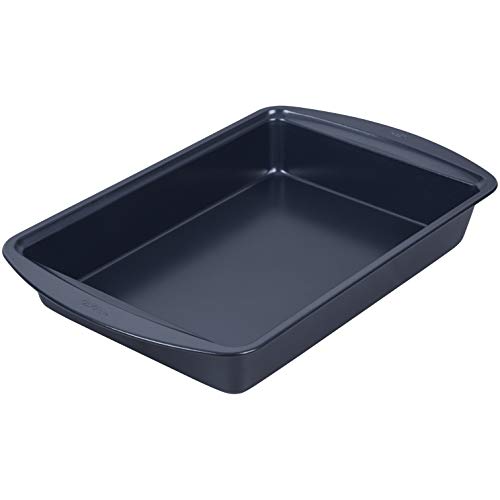 Wilton Non-Stick Diamond-Infused Navy Blue Oblong Pan with Cover, 9 x 13-inch