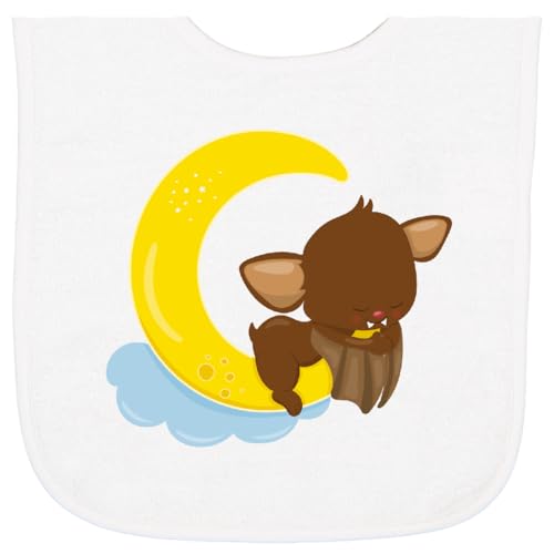 inktastic Cute Bat, Brown, Baby, Sleeping Bat, Moon Baby Terry Cloth Bib
