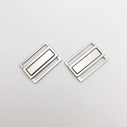 10 sets 15/8" (30mm) silver nickel free front closing bikini…