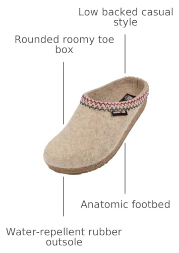 Image of HAFLINGER Grizzly Zigzag Felt Clog Wool Slipper