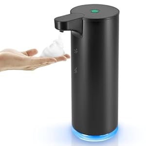 Automatic Hand Soap Dispenser Touchless: Foaming Soap Dispenser Stainless Steel – Free Touch Electric Soap Dispenser Rechargeable with Sensor for Bathroom, Commercial (Black)