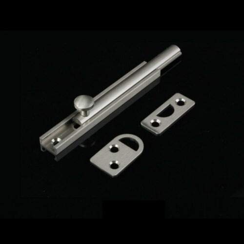 Surface Latch, 1PC Brass Door Bolt Unrust Simple Barrel Bolt Lock for Room,Window Locks,Toilet Gate and Shed Doors(102mmx15mm Silver)