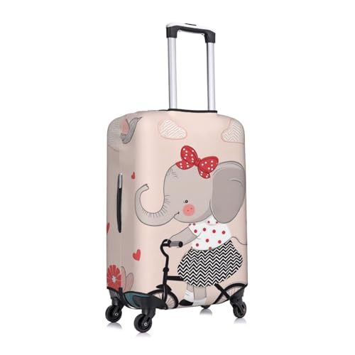 Cute Elephant Bike Ride Luggage Cover Elastic Washable Protector Anti-Scratch Travel Suitcase Covers With Concealed Zipper For 18-32 Inch Luggage Large3