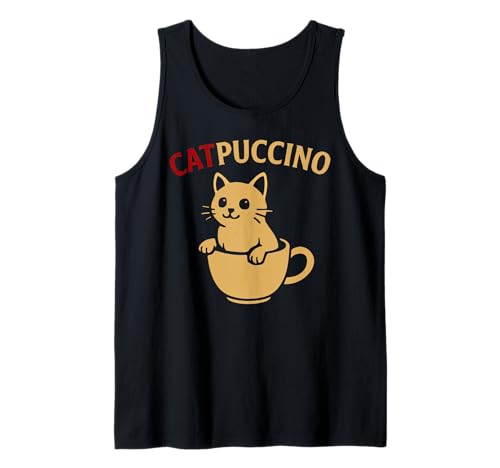Funny Cat Coffee TShirt Cute Cappuccino Animal Caffe Design Débardeur