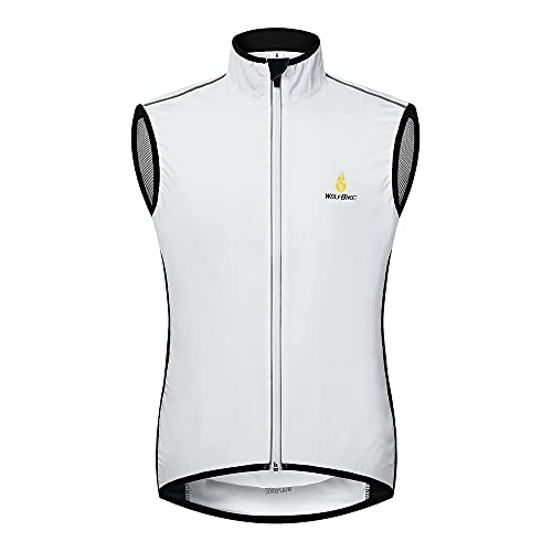 WOLFBIKE Cycling Jacket Jersey Vest Wind Coat Windbreaker Jacket Sportswear Outdoor (Vest-White, XX-Large)