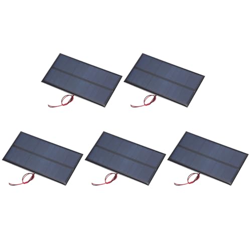 MECCANIXITY 5 Pcs 6V 0.96W 160mA Mini Solar Panels, Small Polycrystalline Solar Cell Panel with 2 Cable for DIY Electric Toy Materials Kits Charger, 110mm x 60mm