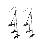 Bat Drop Dangle Earrings for Women Men Funny Black Bat Tassel Earrings Scary Halloween Cosplay Party Jewelry Gifts (3 Bats)