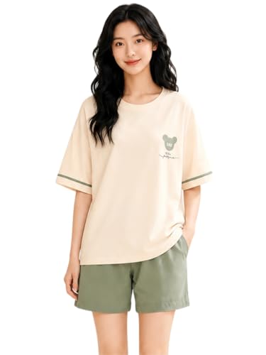 Image of Celary Korean Women's Pyjama Set|Cute Printed T-Shirt & Shorts Set|Soft Cotton Blend Women Night Suit Sleepwear| Shorts Set for Women