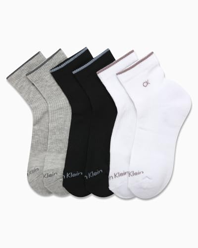 Image of Calvin Klein Womens Quarter Socks - 6 Pack Athletic Performance Cushioned Ankle Socks for Women for Running and Workout