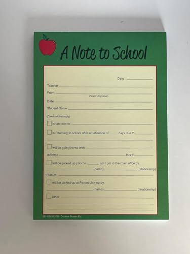 shapes etc 50 sheets note to school  notes to parents 5x7in notes to school student pickup information parent communication with officeteachers parent tools memo pad usa made