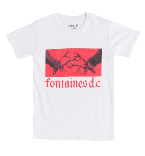 T-shirt Fontaines D C Gothic Logo blanc Rock Off en coton premium au motif soigné