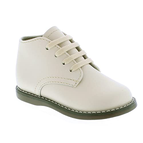 FOOTMATES Todd Lace-Up Bootie Leather Toddler and Baby Walking Shoes with Wide Toe Box and Custom-Fit Insoles, Non-Marking Outsoles - For Infants and Toddlers, Ages 0-42
