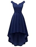 DRESSTELLS Kleider Damen Festlich Cocktailkleid Damen Rockabilly Kleider Damen High Low Semi Formal Skater Kleid für Junioren Navy S