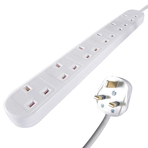 Connekt Gear 2m Male Mains Power PDU 6 Gang UK Socket Extension Block Connekt Gear 2m Male Mains Power PDU 6 Gang UK Socket Extension Block