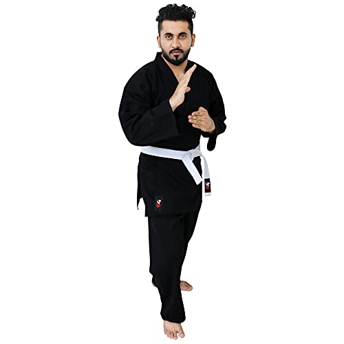 G4 Karate Suit Gi Aikido Training Adult Student Karate Suits Gi Uniform Club & Free Belt Black White 170Cm 180 Cm 190Cm 200 Cm (Black, 4/170) #TOP4