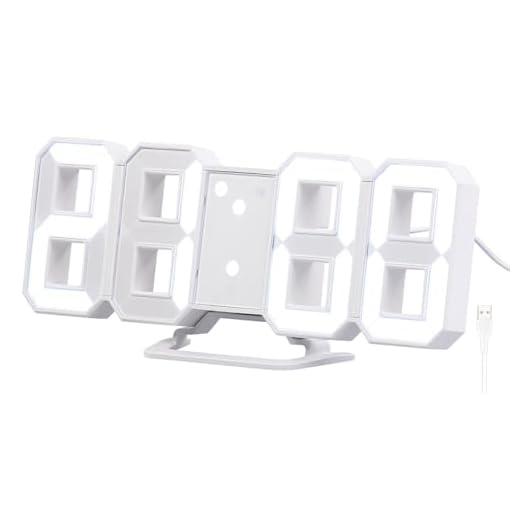 Lunartec Digitaluhr Große Ziffern: Große LED-Tisch- & Wanduhr, 7-Segment-Ziffern, dimmbar, Wecker, 21,5cm (Digitaluhr zum Aufstellen)