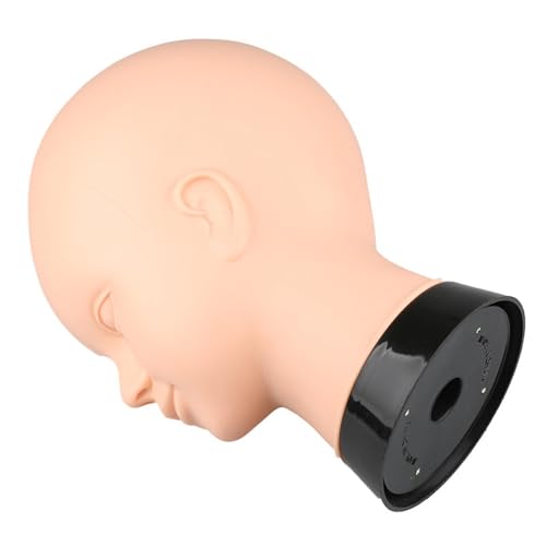 Cabeza de maniquí para pelucas y sombreros con soporte de fondo plano resistente 8