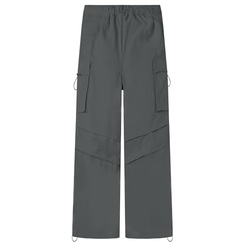 Image of AOWKULAE Girls Cargo Pants Casual Drawstring Jogger Sportswear Parachute Pants