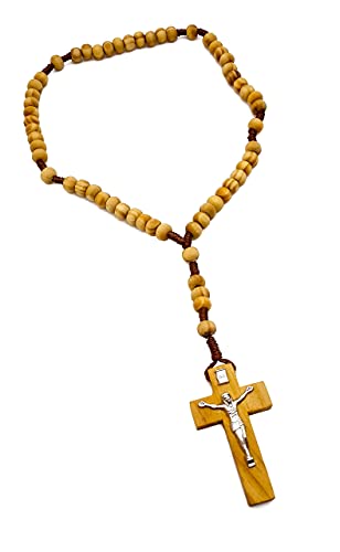 Nazareth Store Bethlehem Olive Wood Beads Prayer Rosary Catholic Wooden Handmade Corded Chaplet with Jesus Cross - Image 4