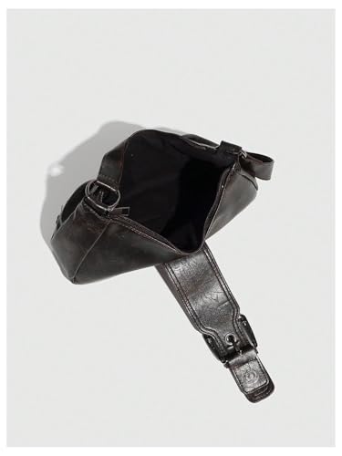 Image of QWINEE Women's Vintage Buckle Shoulder Bag Y2K Punk PU Leather Handbag Clutch Purse