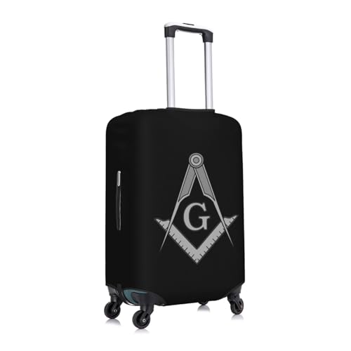 Masonic Square & Compasses Symbol Travel Luggage Cover Suitcase Protector Fits 29-32 Inch Case(Black,XL)2