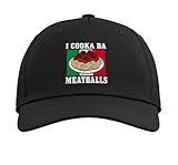 Italian Chef I Cooka Da Meatballs Funny Italy Italia Adjustable Printed Baseball Hat, Black