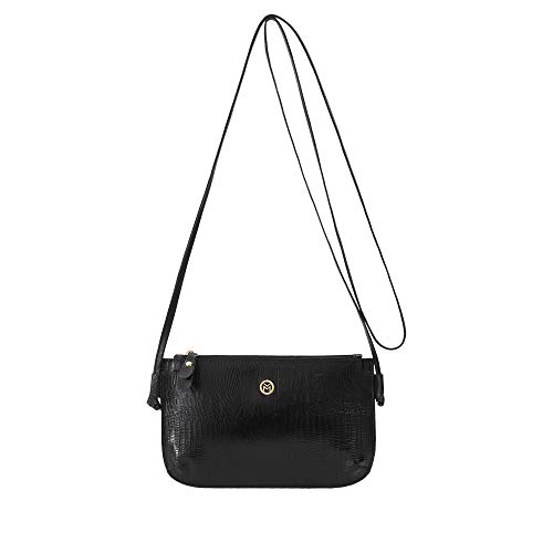 Bolsa Feminina Mariart Couro Alça Transversal Zíper 201Lez (Preto)