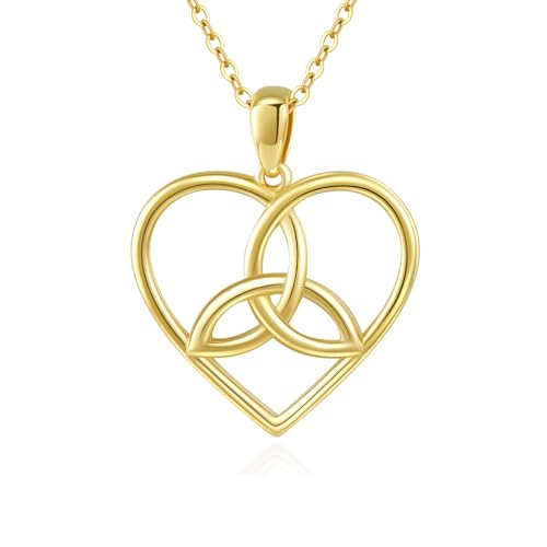 14K Solid Gold Heart/Double hearts/Crystal/Celtic Knot/Y Lariat/Diamond Dainty Heart Necklace for Women Her Lover Mom Anniversary Christmas Birthday Gifts