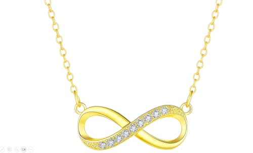 Image of Nilu's Collection Infinity Pendant Necklace with American Diamond Stones For Women| Lightweight | Anti-Tarnish | Anti- Tarnish | Office Wear