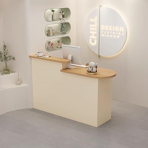 BK&MF 木製 カウンターテーブルロック引き出し,木製 カウンターテーブル幅80-160cm引き出し付き 大空間小規模店舗のレジ企業フロントデスク 多機能お店 美容室 アパレルショップ 会社フロント,A,Left Cabinet 31x20x41inch