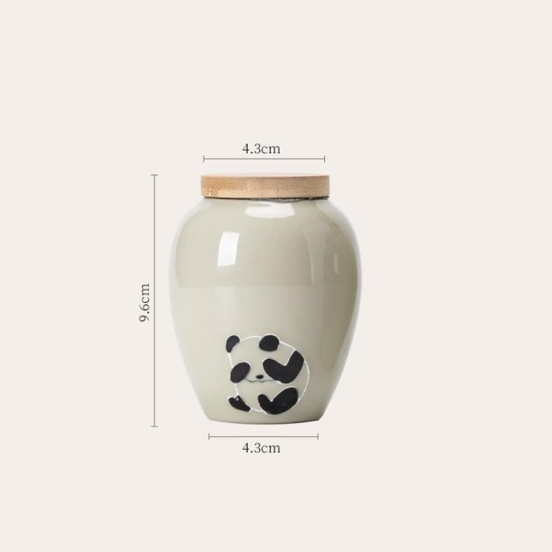 Caja de té Sellada Lata de té de cerámica Panda, cubierta de madera, carrito de té, tanque sellado, tanque de almacenamiento, organizador de té, caja de almacenamiento, contenedor de té, tarro de té T