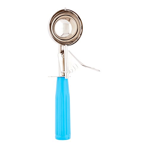 Image of Restaurantware Bundle: 2.75 /3.25 /3.75 oz Portion Control Ice Cream Scoops, Trigger Release Dishers (Blue, Green, Ivory Handles) for Cookie Dough, Baking, Cupcake Batter