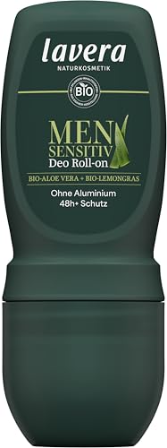 lavera Men sensitiv Deo Roll-On - 48 h Schutz - ohne Aluminium - zuverlässig bei Sport - vegan - Naturkosmetik - 50 ml