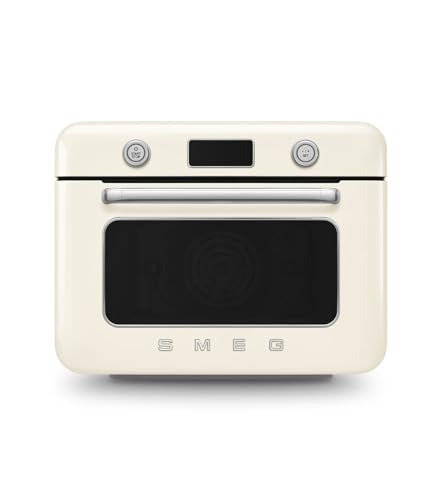 Smeg, Forno Combinato a Vapore da Appoggio COF01CREU, 10 Funzioni di Cottura, 33 Ricette Automatiche, Serbataio Estraibile, Cottura a Vapore, Funzione Decalcificazione, Potenza 1800W, Crema