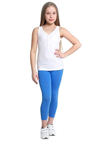 FUNGO Leggins Niñas Largos De Algodón Leggings para Niños fdd (Azul, 128)