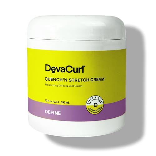 DevaCurl Quenchn Stretch Cream Mositurizing Defining Curl Cream 12 oz | Improves Curl Definition | Non-Crunchy | Non-Stiff