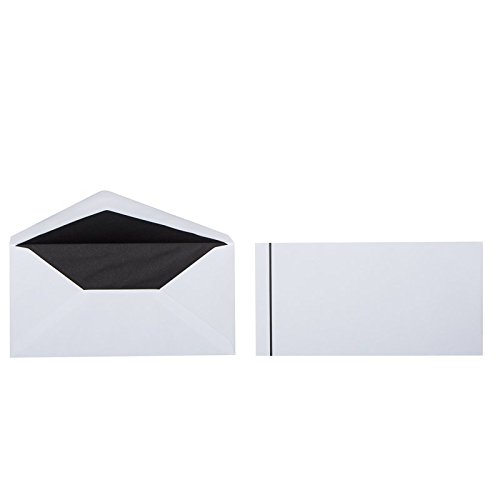 Karten und Co. - Sobres de luto con rayas negras y forro interior en formato 120 x 195 mm, 100 g/m², 100 unidades, color blanco